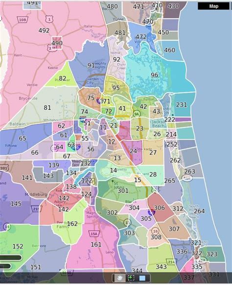 Zip Code Map of Jacksonville, FL